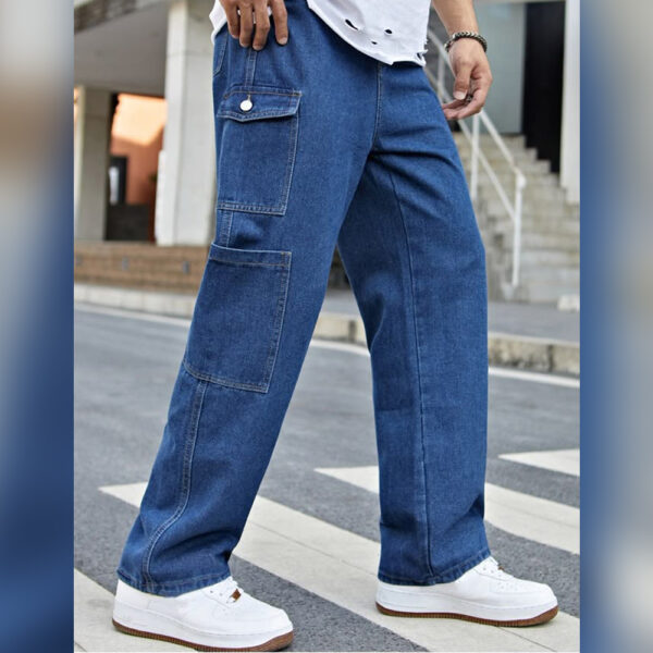 UrbanFlex Men's Wide-Leg Cargo Denim Jeans